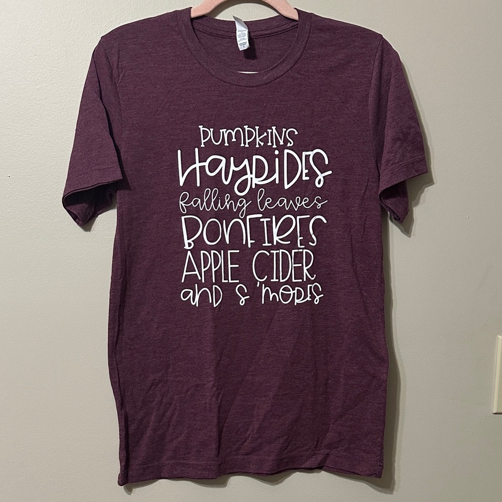 Bella Canvas Plum Graphic Tee with White Fall Script
